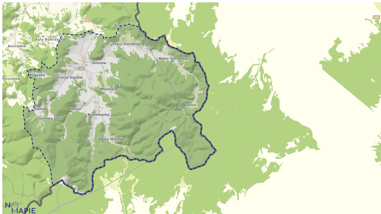 Mapa obszarów ochrony przyrody Stronia Śląskiego